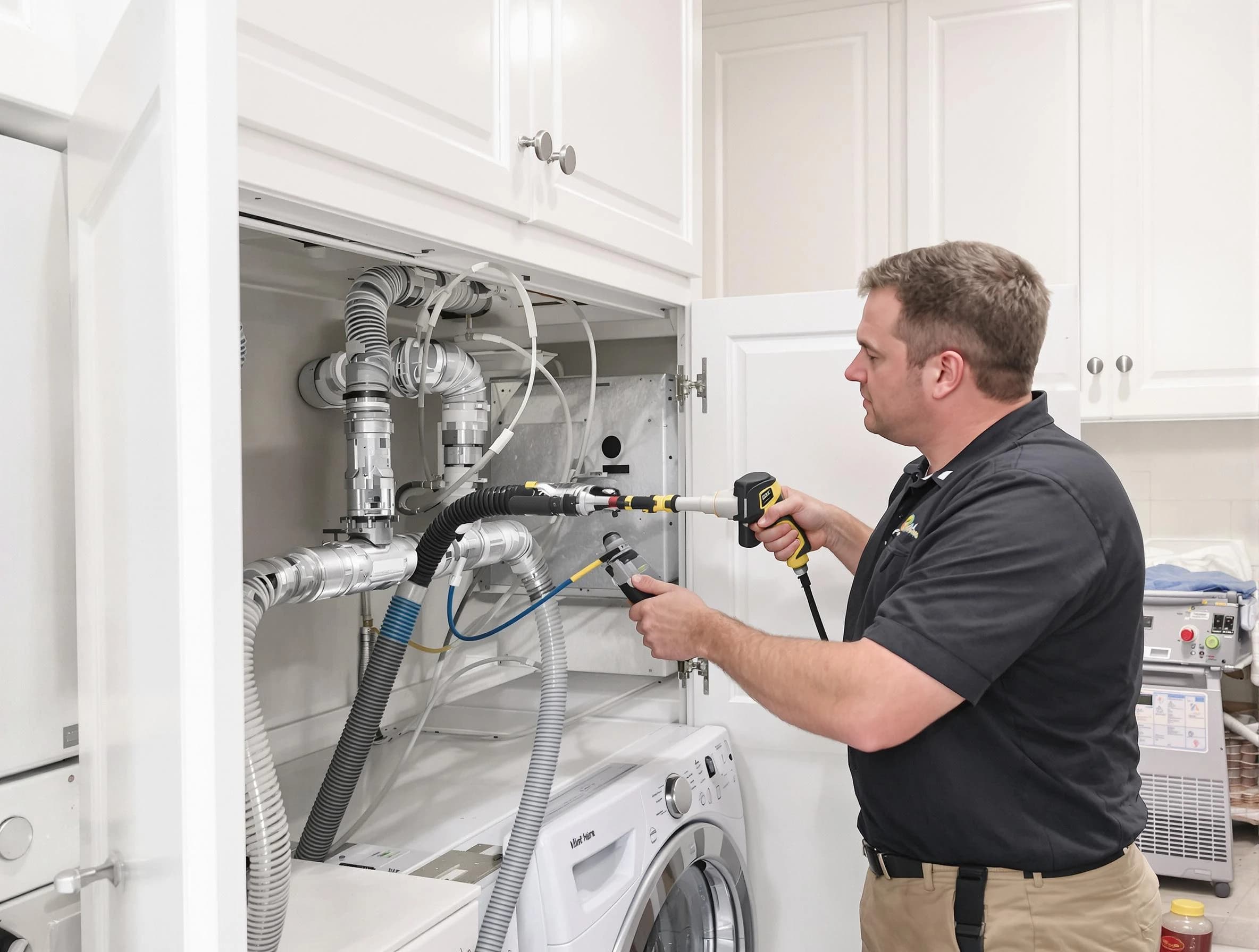 Belmont Dryer Vent Cleaning professional removing severe blockage from a clogged dryer vent in Belmont