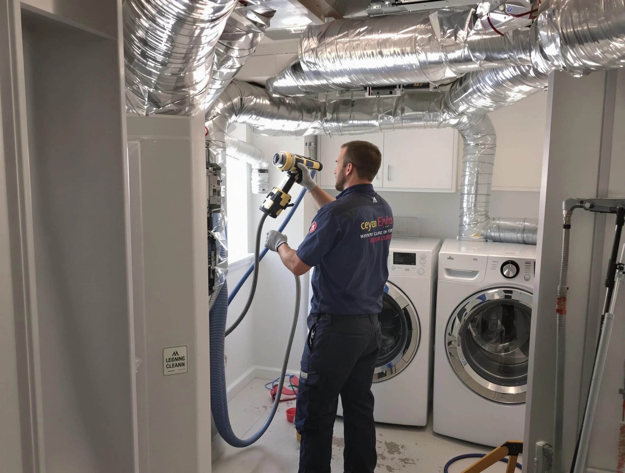 Belmont Dryer Vent Cleaning specialist using advanced equipment for thorough duct cleaning in Belmont