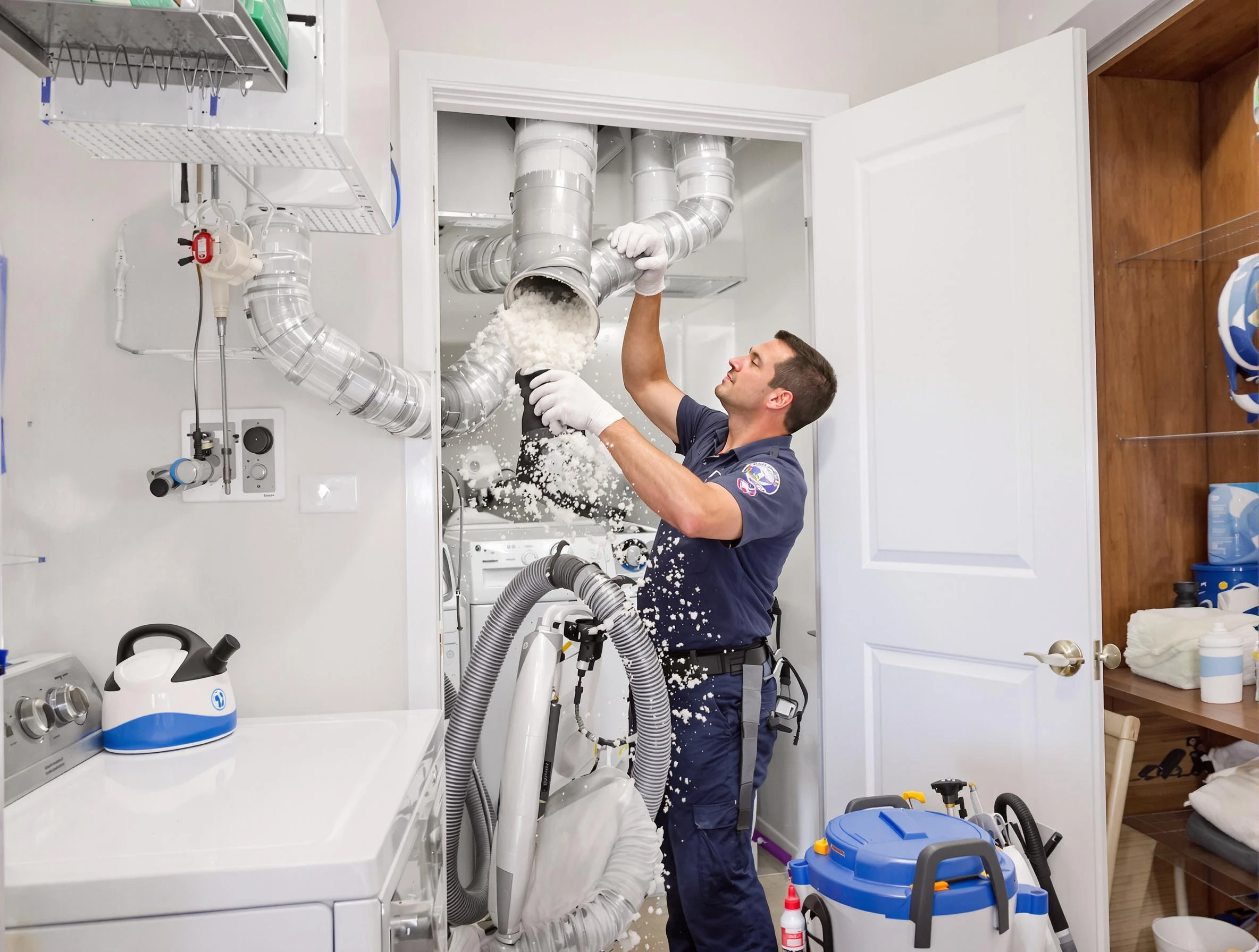 Belmont Dryer Vent Cleaning technician delivering thorough residential dryer vent cleaning service in Belmont